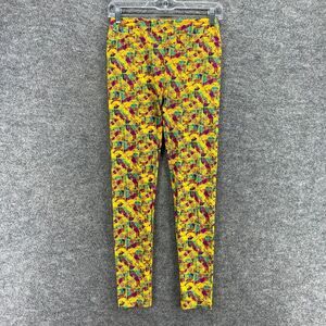 LulaRoe Leggings Women One Size Yellow Geometric Pull On High Rise Capri Casual